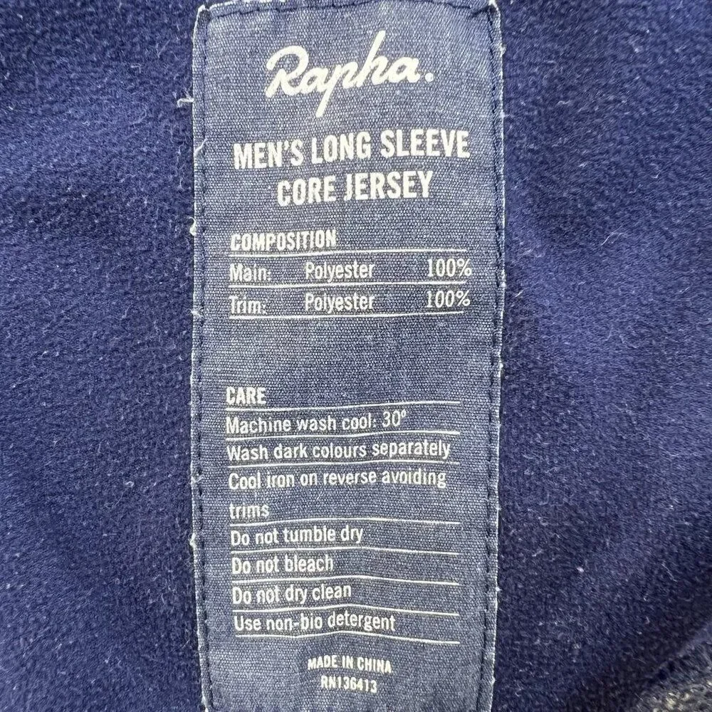 Rapha Men's Long Sleeve Core Micro Fleece Lined Jersey Full Zip Navy Blue Sz XL
